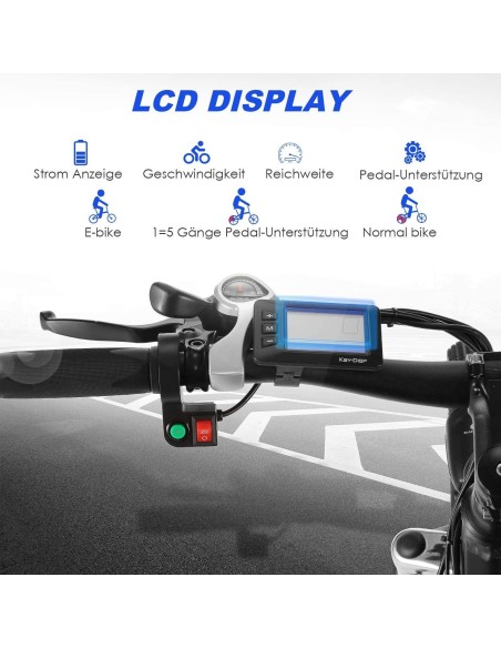 Bici Elettrica E-Mountainbike Ancheer 27,5'' Nera- Blu