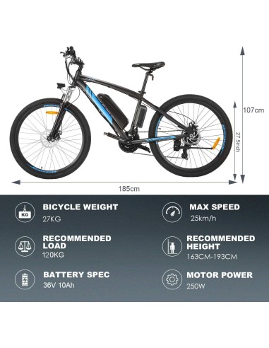 Bici Elettrica E-Mountainbike Ancheer...