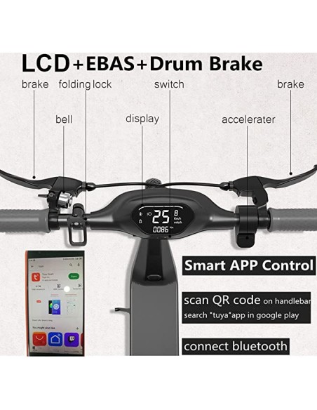 QMWHEEL H10 Monopattino Elettrico 10Ah 500W E-Scooter Bluetooth