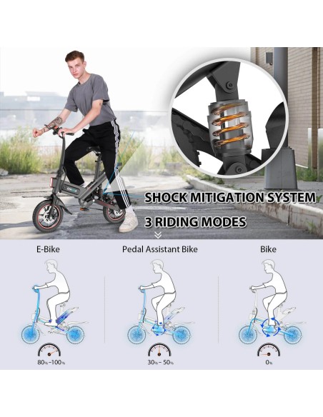 Bicicletta elettrica pieghevole Gyroor C3 da 14 pollici 450 W