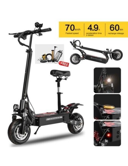 Monopattino elettrico  Q7 Pro Doppio Motore 3200W 52V 19AH 70KM/ora Con sedile